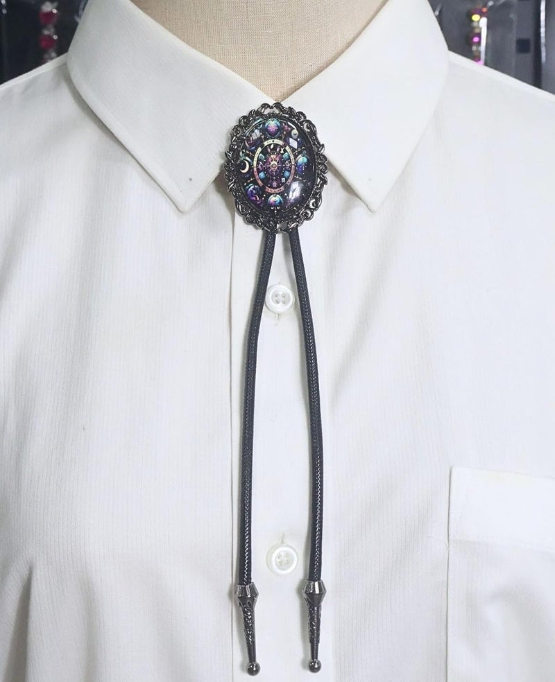 PEARLY JUN Bolo Tie for Women Men Flower Rose Western Cowboy Brown Leather Country Style String Vest Gifts - Image 2